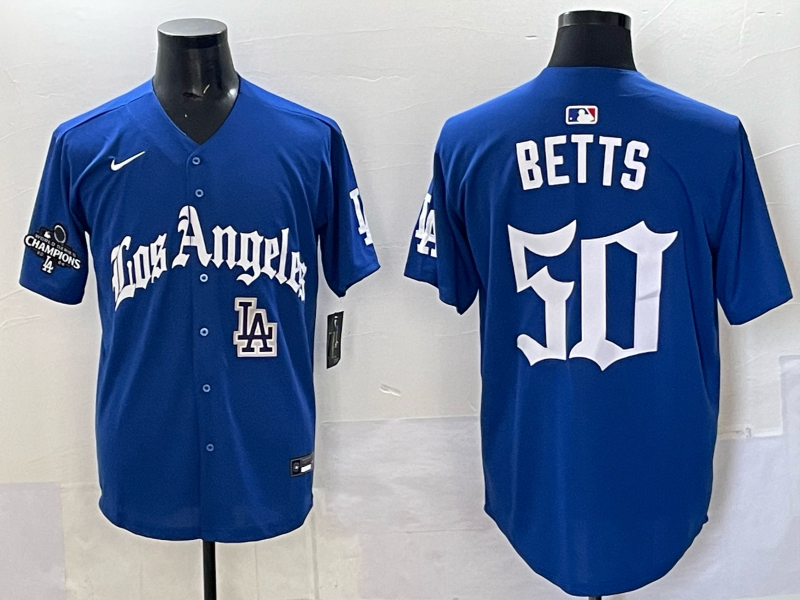 Men Los Angeles Dodgers #50 Betts Blue 2025 Nike MLB Jersey style 005